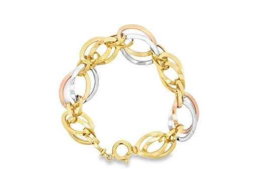 18K Three-Tone Interlocking Link Bracelet